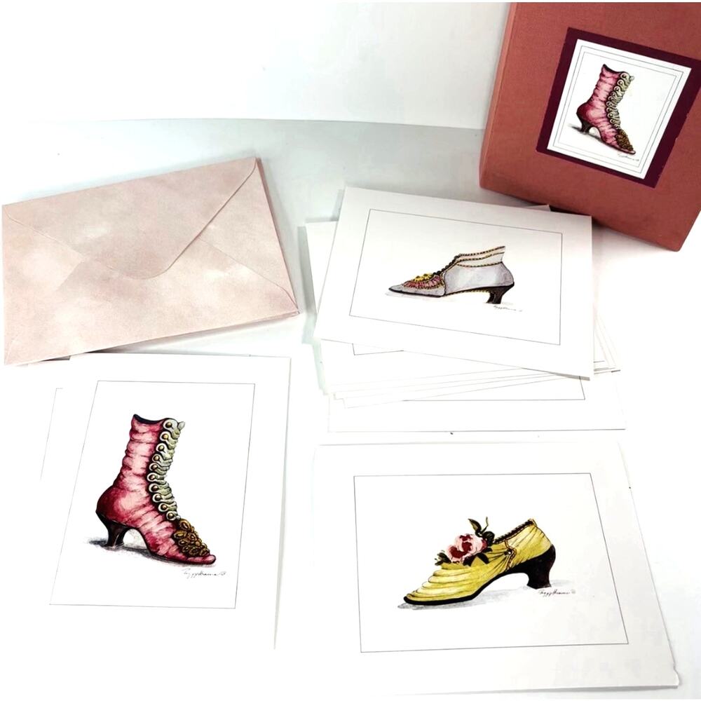 Lot 9 Victorian Shoe Note Cards w/ envelopes Blank Feminine Dressing Room Girly
